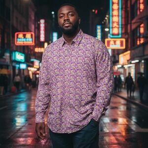 Cremieux Premium Denim Paisley Button Down Shirt Mens 4XT Big Tall Stretch